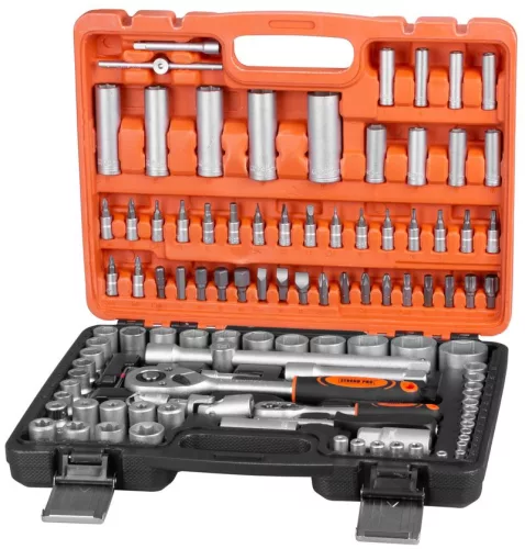 Szerszámkészlet Strend Pro S210, 108 részes, bőröndben, 1/4"+1/2"