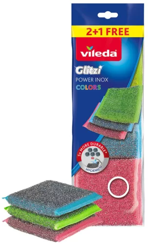 Vileda Power Inox Colors fém súrolószivacs – 2+1 db