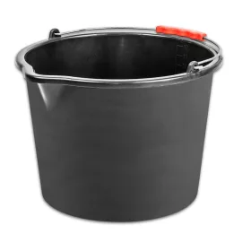   Vödör ReCycled, 12 literes, építőipari, műanyag, műanyag fogantyú, kiöntővel, fekete