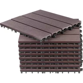   WPC fa hatású műanyag teraszburkolat, PP, 31x31x2, barna és szürke szín, 9 db