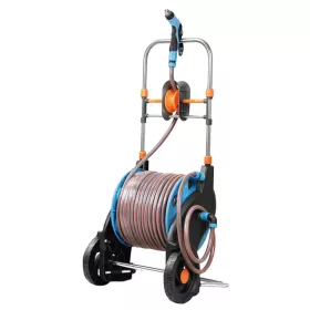   Strend Pro Tömlőkocsi 5020, kerti tömlővel 1/2"", H-50+2 m, pisztoly, csatlakozók, adapterek, tömlődob