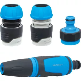   AQUACRAFT 550390 öntözőkészlet, SoftTouch, STOP csatlakozó, adapter, fúvóka