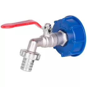  Strend Pro Golyóscsap-készlet , réz szelep 3/4" + műanyag szűkítő 60 mm + kifolyó 1", IBC tartályhoz