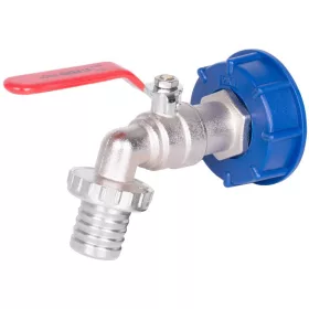   Strend Pro Golyóscsap-készlet , réz szelep 1 1/4" + műanyag szűkítő 60 mm + kifolyó 1", IBC tartályhoz