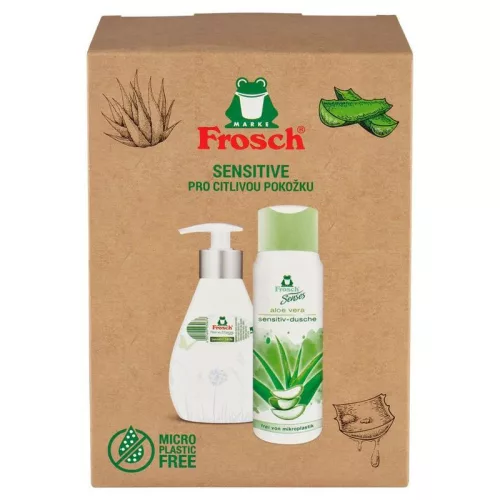 Frosch Sensitive Aloe Vera ajándékkészlet – tusfürdő és folyékony szappan, 2 × 300 ml