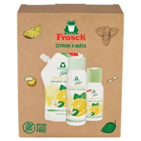   Frosch ajándékkészlet - citrom és menta, 50 ml + 300 ml + 500 ml
