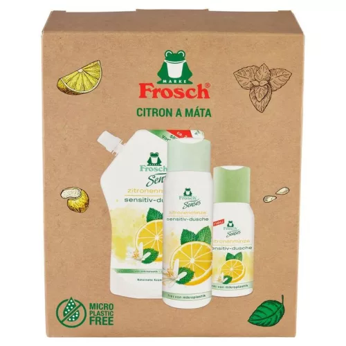 Frosch ajándékkészlet - citrom és menta, 50 ml + 300 ml + 500 ml