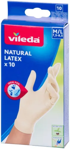 Vileda Natural Latex egyszer használatos latex kesztyű – M/L, 10 db