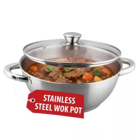   MagicHome Chloe rozsdamentes acél wok edény üvegfedővel – Ø 26 cm, 5 liter