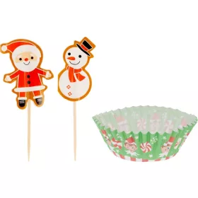   MagicHome Karácsony muffinpapír és dekorációs pálcika készlet – 48 részes