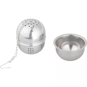   MagicHome tojás alakú rozsdamentes acél teaszűrő lánccal – 4,6 × 4 × 4,5 cm