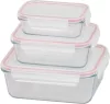 MagicHome téglalap alakú üveg ételtároló doboz készlet műanyag fedéllel – 3 db, 400/900/1900 ml