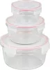 MagicHome kerek üveg ételtároló doboz készlet műanyag fedéllel – 3 db, 370/800/1500 ml