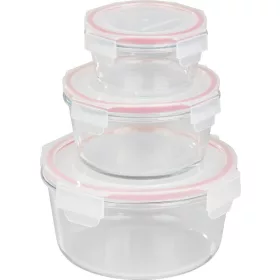   MagicHome kerek üveg ételtároló doboz készlet műanyag fedéllel – 3 db, 370/800/1500 ml