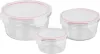 MagicHome kerek üveg ételtároló doboz készlet műanyag fedéllel – 3 db, 370/800/1500 ml