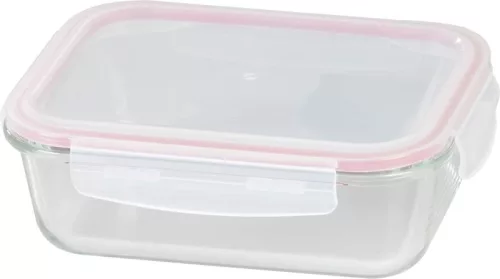 MagicHome téglalap alakú üveg ételtároló doboz műanyag fedéllel – 1000 ml