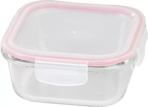 MagicHome négyzet alakú üveg ételtároló doboz műanyag fedéllel – 800 ml