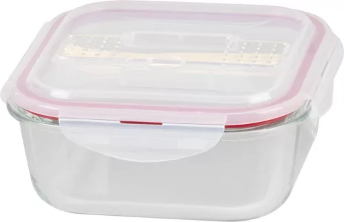 MagicHome négyzet alakú ételtároló doboz evőeszközzel – 1200 ml