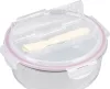 MagicHome kerek üveg ételtároló doboz műanyag fedéllel és evőeszközzel – 1200 ml