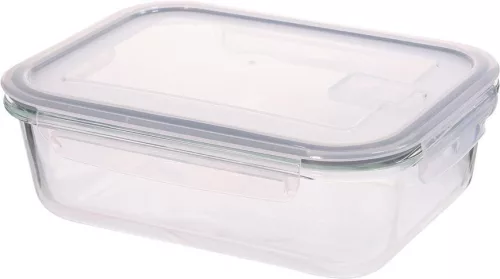 MagicHome téglalap alakú üveg ételtároló doboz fedéllel és szellőzőszeleppel – 1500 ml