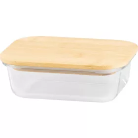   MagicHome téglalap alakú üveg ételtároló doboz bambusz fedéllel – 650 ml