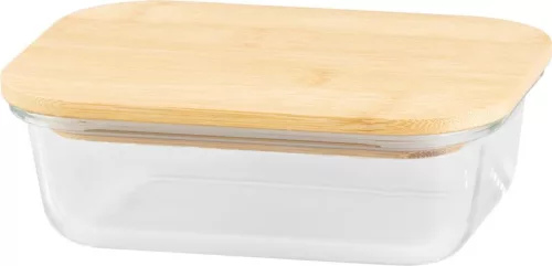 MagicHome téglalap alakú üveg ételtároló doboz bambusz fedéllel – 650 ml