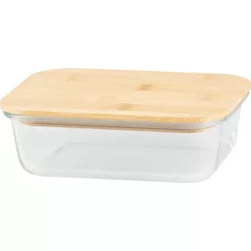   MagicHome téglalap alakú üveg ételtároló doboz bambusz fedéllel – 1000 ml