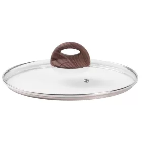   MagicHome Marble Line üvegfedő fa hatású fogantyúval és gőzkieresztő nyílással – Ø 26 cm