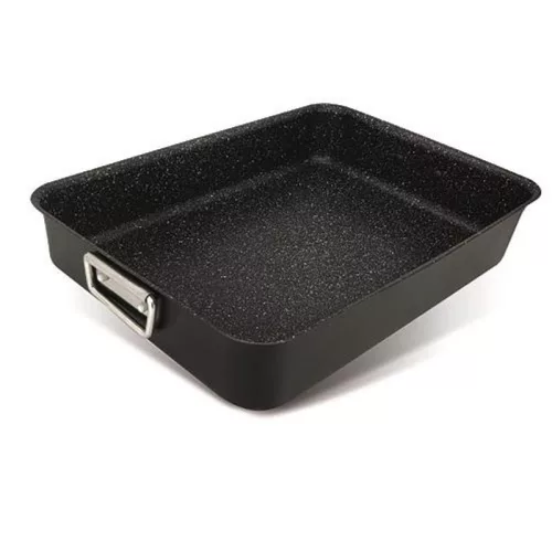 MagicHome Marble Line tepsi fogantyúval, márványhatású tapadásmentes bevonattal – 40 × 28 × 6,5 cm