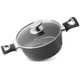   MagicHome Black Line fazék üvegfedővel, márványhatású tapadásmentes bevonattal – Ø 20 cm, 2100 ml