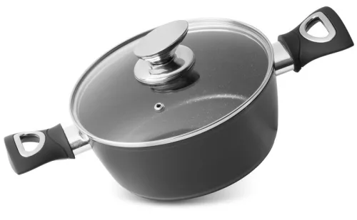 MagicHome Black Line fazék üvegfedővel, márványhatású tapadásmentes bevonattal – Ø 20 cm, 2100 ml