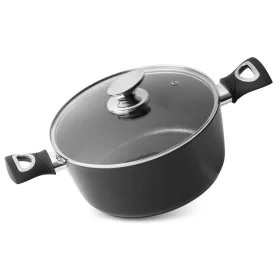   MagicHome Black Line fazék üvegfedővel, márványhatású tapadásmentes bevonattal – Ø 24 cm, 4000 ml