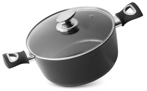 MagicHome Black Line fazék üvegfedővel, márványhatású tapadásmentes bevonattal – Ø 24 cm, 4000 ml
