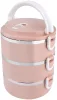 MagicHome 3 részes ételhordó készlet rozsdamentes acél betéttel – 3 × 500 ml, rózsaszín