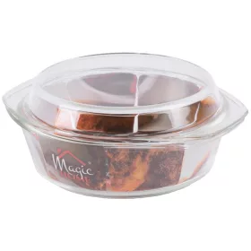   MagicHome kerek boroszilikát üveg sütőtál (jénai tál) fedővel – 2,5 liter
