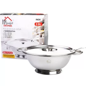   MagicHome rozsdamentes acél levesestál merőkanállal – 3000 ml