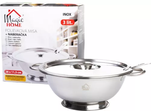 MagicHome rozsdamentes acél levesestál merőkanállal – 3000 ml