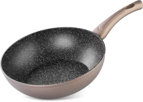 MagicHome Coffee Brown Line wok serpenyő 2 rétegű márványhatású tapadásmentes bevonattal – Ø 28 cm