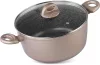 MagicHome Coffee Brown Line fazék üvegfedővel, 2 rétegű márványhatású tapadásmentes bevonattal – Ø 24 cm, 4000 ml