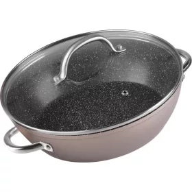   MagicHome Coffee Brown Line mélyserpenyő üvegfedővel, 2 rétegű márványhatású tapadásmentes bevonattal – Ø 26 cm, 2800 ml