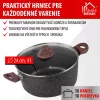 MagicHome Black Marble Line fazék üvegfedővel, 3 rétegű márványhatású tapadásmentes bevonattal – Ø 24 cm, 4000 ml