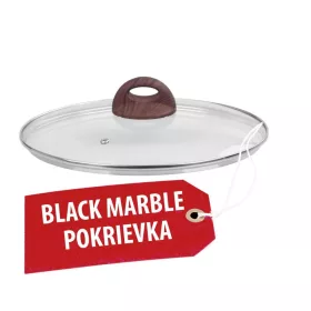   MagicHome Black Marble Line üvegfedő fa hatású fogantyúval – Ø 24 cm