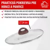 MagicHome Black Marble Line üvegfedő fa hatású fogantyúval – Ø 24 cm