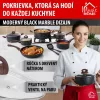 MagicHome Black Marble Line üvegfedő fa hatású fogantyúval – Ø 24 cm