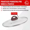 MagicHome Black Marble Line üvegfedő fa hatású fogantyúval – Ø 26 cm
