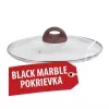 MagicHome Black Marble Line üvegfedő fa hatású fogantyúval – Ø 28 cm