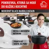 MagicHome Black Marble Line üvegfedő fa hatású fogantyúval – Ø 28 cm