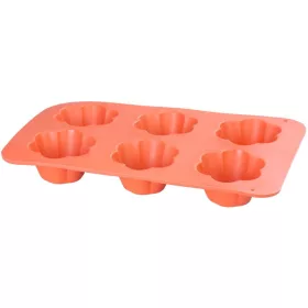   MagicHome virágmintás szilikon muffinforma – 28,6 × 17,2 × 3,5 cm, piros