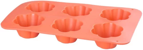 MagicHome virágmintás szilikon muffinforma – 28,6 × 17,2 × 3,5 cm, piros