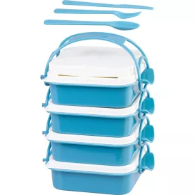   MagicHome 4 részes szögletes ételhordó evőeszközzel – 4 × 800 ml